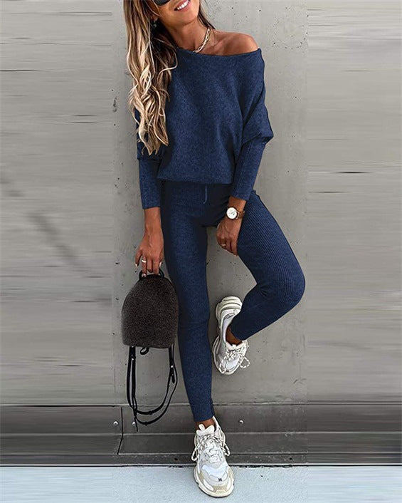 Casual Lace-Up Oblique Shoulder Sports Set