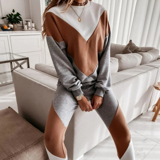 New Color Matching Sweater Set