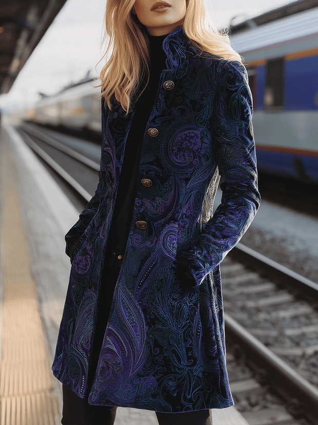 Heritage Paisley Velvet  Long Coat