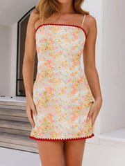 Sling neck printing dress