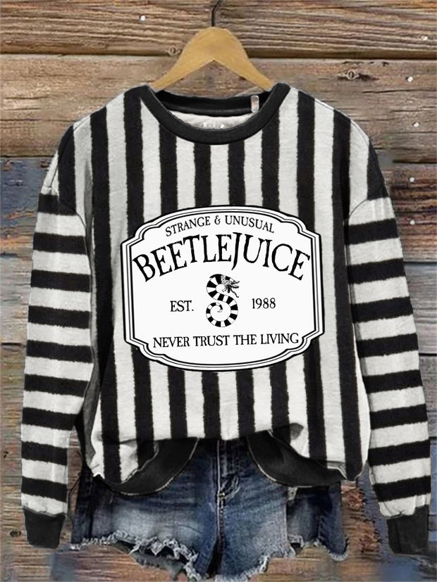 Vintage Halloween Horror Movie Striped Sweatshirt