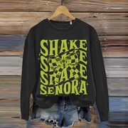 Shake Shake Shake Senora Bow Tie Halloween Art Printed Casual Sweatshirt