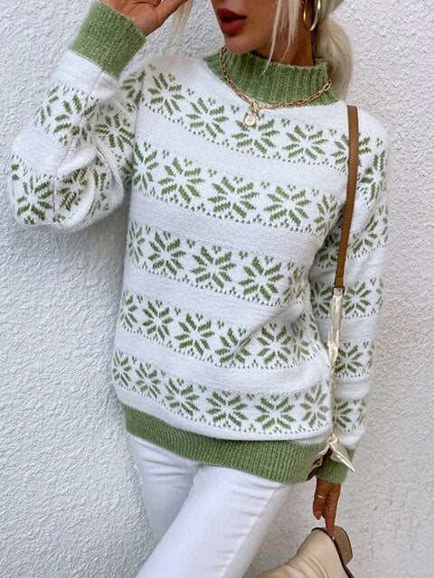 Elegante maglione con motivo a fiocchi di neve