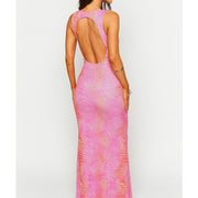 Pink Sunset Print Maxi Dress