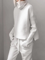 Turtleneck Knitted Two Pieces Pants Suits