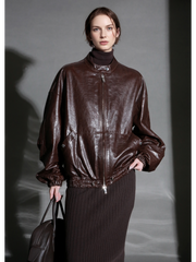 Women’s Sheepskin Leather Moto Jacket – Casual Chic Cropped Biker Style Short Coat for Autumn