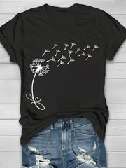 Dandelion Printed Crew Neck Women's T-shirt