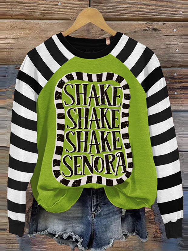 Vintage Shake Shake Shake Senora Halloween Art Printed Casual Sweatshirt