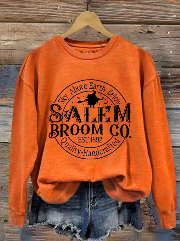 Women's Funny Halloween Salem Broom Co. Casual Sweatshirt