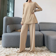 Fashion Solid Color Long Sleeved Cashmere Set