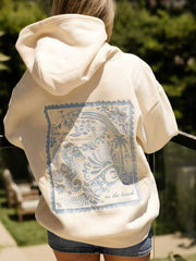 Crew neck embroided hoodie