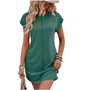 Loose Solid Color Short Sleeve Casual Summer Dresses