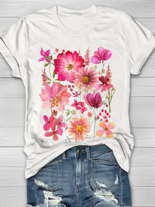 Vintage Flowers Print Women's T-shirt