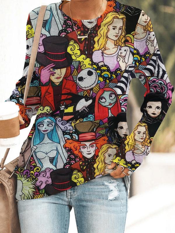 Halloween Nightmare Print Long Sleeve Sweatshirt