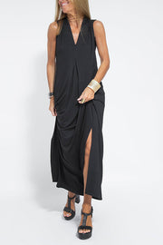 Elegant Is Eternal Solid Color Sleeveless Slit Maxi Dress