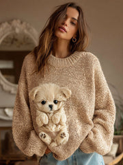 Fluffy Baby Puppy Golden Retriever Cozy Knit Sweater