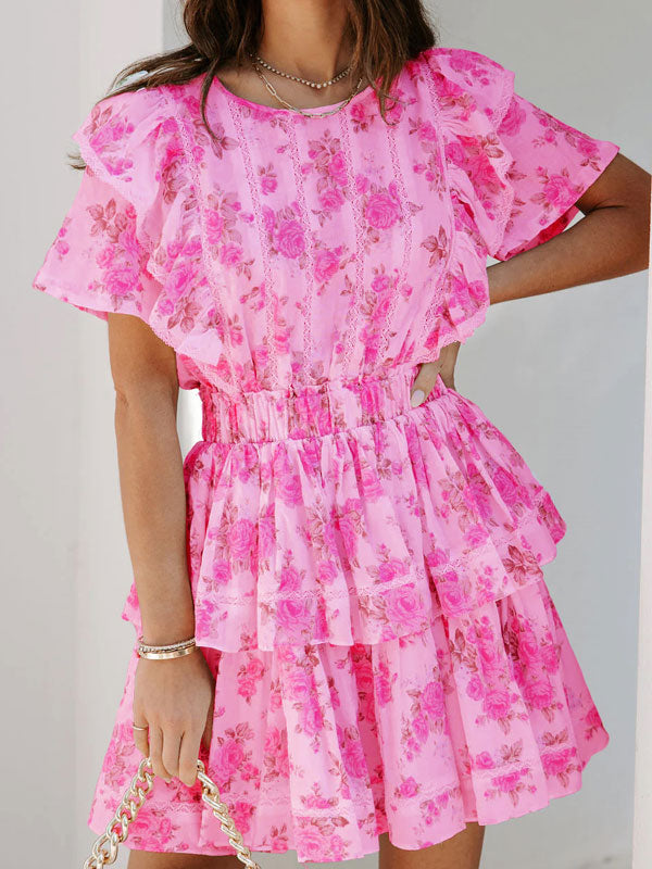 Pink round neck dress