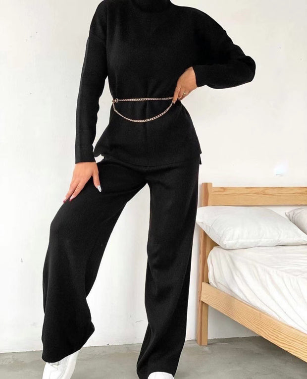 Casual simple knitted two-piece set