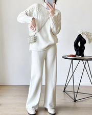 Turtleneck Knitted Sweater Wide-leg Pants Two-piece Set