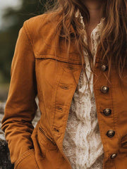 Vintage Caramel Cargo Button Jacket