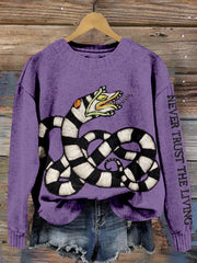 Classic Halloween Horror Sandworm Embroidered Cozy Sweater