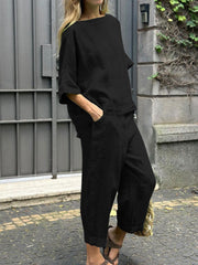 Women's Casual Cotton And Linen Suit