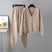 V-neck Cardigan Sweater Harem Pants Two-pieces Set