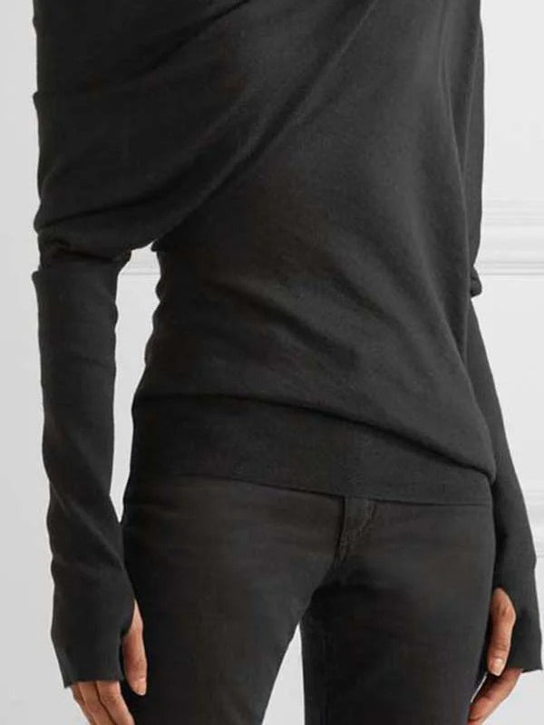 Urban Asymmetric One-Shoulder Long Sleeves T-Shirt Top