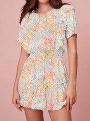 Round neck printing dress