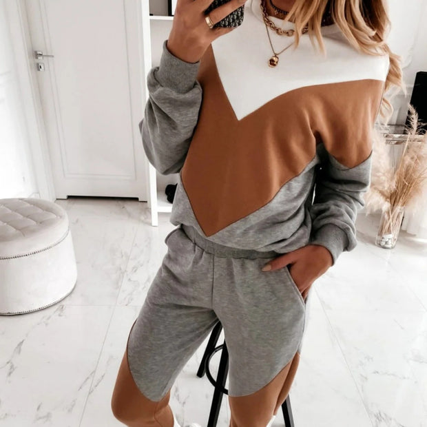 New Color Matching Sweater Set