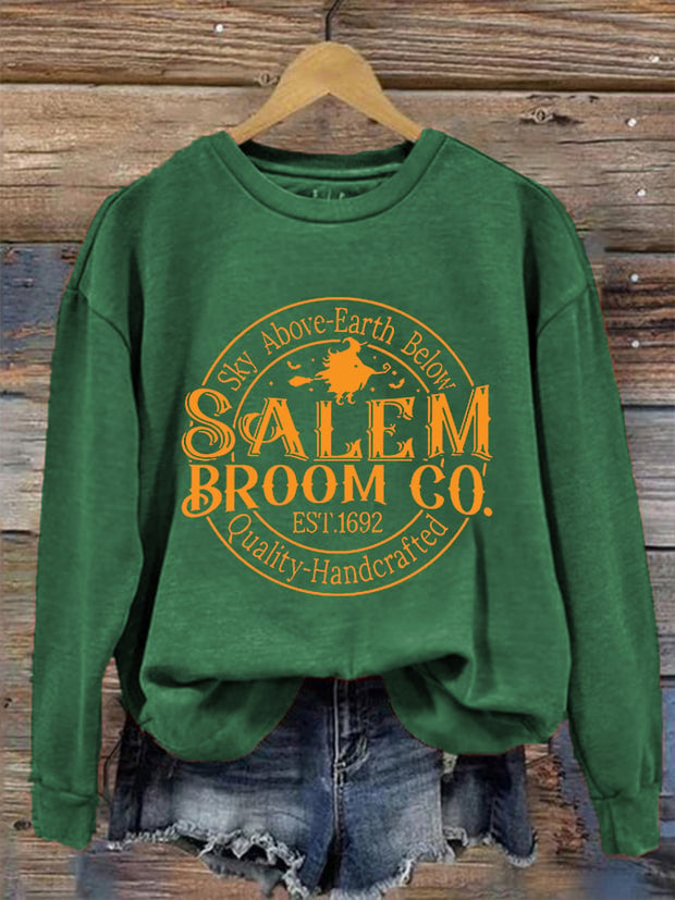 Women's Funny Halloween Salem Broom Co. Casual Sweatshirt