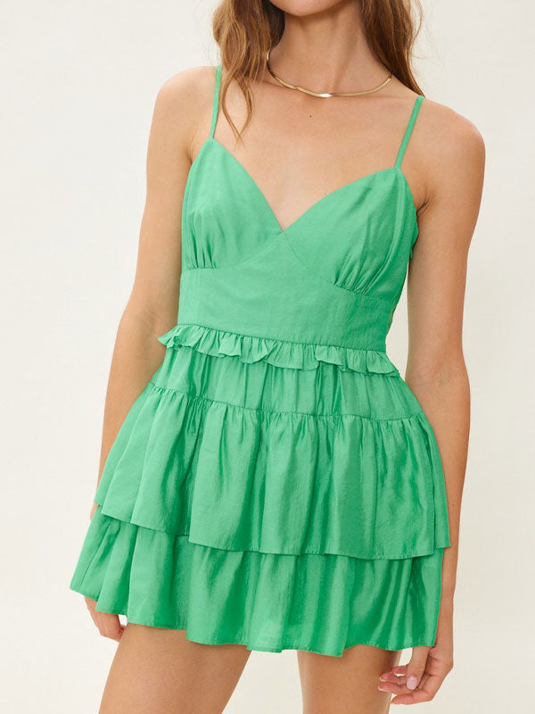 Thin straps solid dress