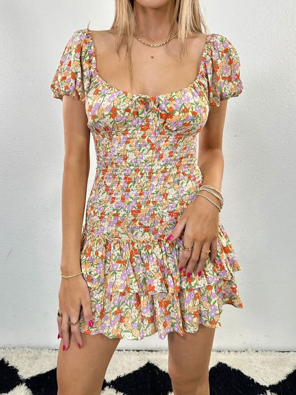 Pleated floral dress