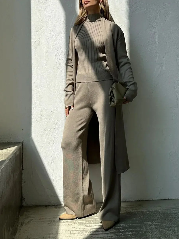 Minimalist Three-Piece Knitted Suit