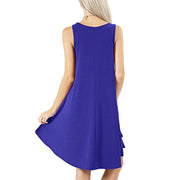 Women Solid Color Sleeveless Pocket Casual Large Hem Summer Dresses