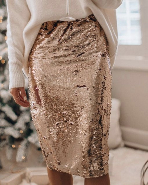 Sequined Elegant Skirt Autumn And Winter Party Sexy Gathering