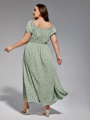 Plus Sage Green Floral Off-Shoulder Maxi Dress