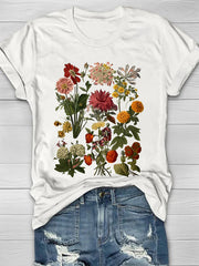 Vintage Garden Flowers Print Women's T-shirt