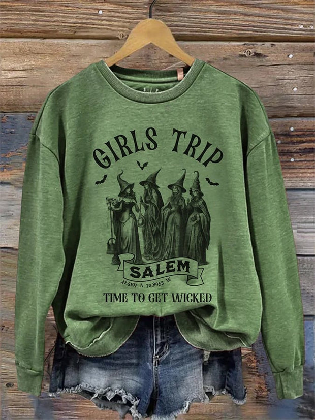 Women's Vintage Halloween Witch Party Sweatshirt
