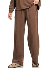 Zenana Slub Long Sleeve Top and Pants Lounge Set
