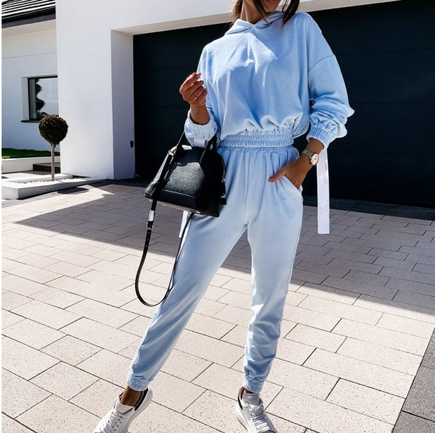 Simple pure color leisure sports suit