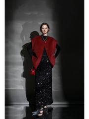 Luxury Camel Hair Vest for Women – Reversible Wool Gilet Winter Sleeveless Coat