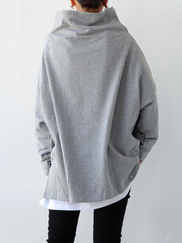 Urban Black&Gray High-Neck Long Sleeve Oversize T-Shirt