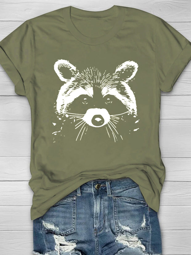 Bear Crew Neck Print Women's T-shirt