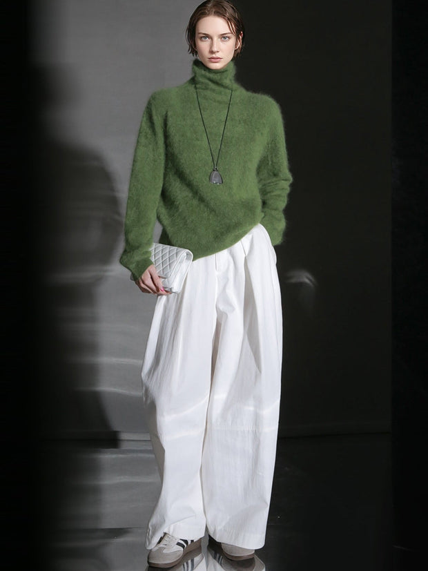 Luxury Cashmere Turtleneck Sweater – Seamless Design, Soft Brushed Knit, Solid Color Warm Pullover for Fall Winter