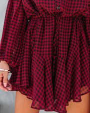 Autumn And Retro Winter Elegant Plaid Shirt Splicing Fake Two-piece Dress