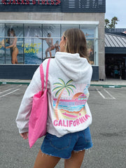 Crew neck embroided hoodie