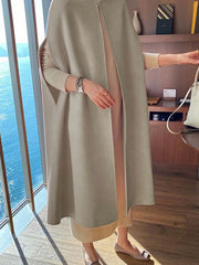 Simple Sleeveless Solid Color Round-Neck Cape Outerwear