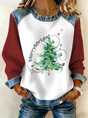 Women's Retro Christmas Tree Print Sweatshirt