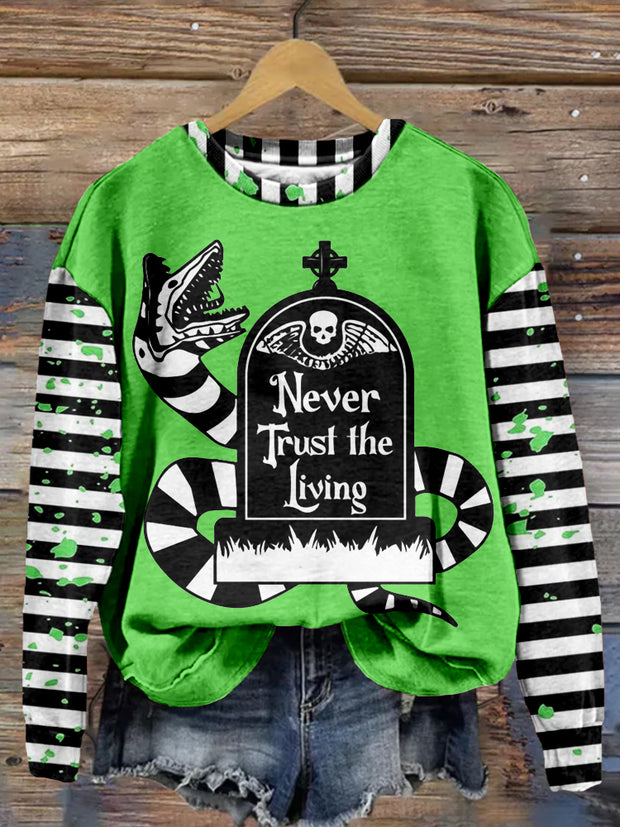 Halloween Horror Movie Striped Comfy Sweatshirt